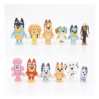 12Pcs Bluey Family And Friends Dog Pet Action Figures 3'' Model Set Toy Kids Gift