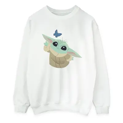 (L, White) Star Wars Womens/Ladies The Mandalorian Butterfly Catching Sweatshirt