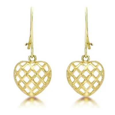 Carissima Gold 9ct Yellow Gold Diamond Cut Heart Drop Earrings