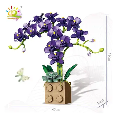 (as the picture) 1369pcs Orchid Flower Bouquet Series Building Block Moc Colors Bonsai Diy Assem