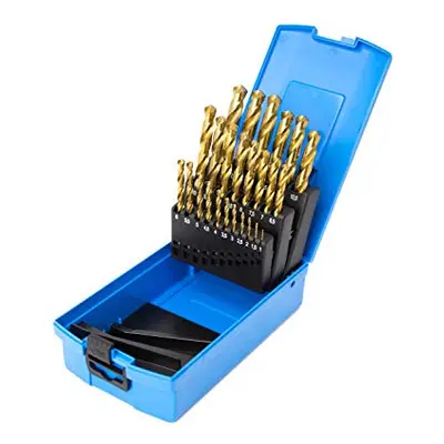 09565M25 High Speed Steel Split Point Titanium Coated Jobber Drill Set, 1mm-13mm Diameter, 1.0mm