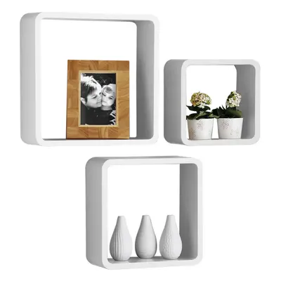 Set of White Wall Cubes, Stylish White Floating Shelves, Wall Shelves For Living Room Decor & St