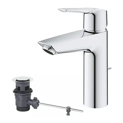 GROHE QUICKFIX Start ? Wash Basin Single Lever Mixer Tap with Pop-up Waste Set (Metal Lever, Wat