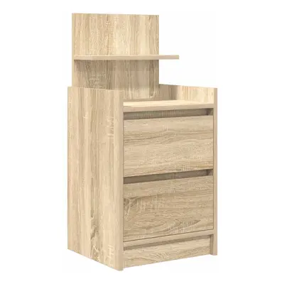 (sonoma oak, pcs) vidaXL Bedside Cabinets with Drawers pcs Concrete Grey 38x34x80 cm