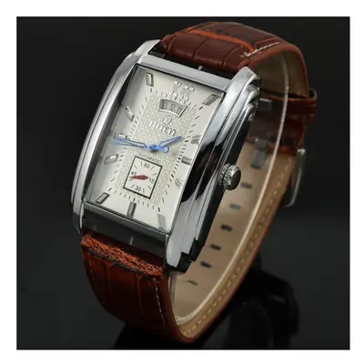 Rectangle Men's Mechanical Watch Men Automatic Business Leather WristWatches Relogio Masculino