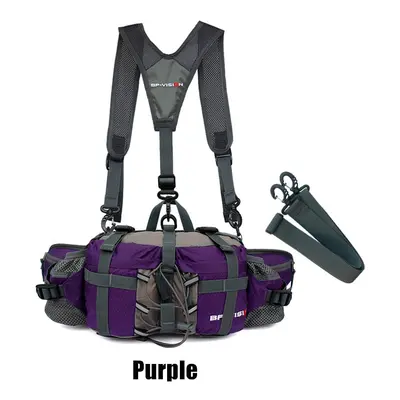 (Purple) Outdoor Sports Waist Bag Water Cycl Backpack Hike Mountain Bottle Waterproof Nylon Camp