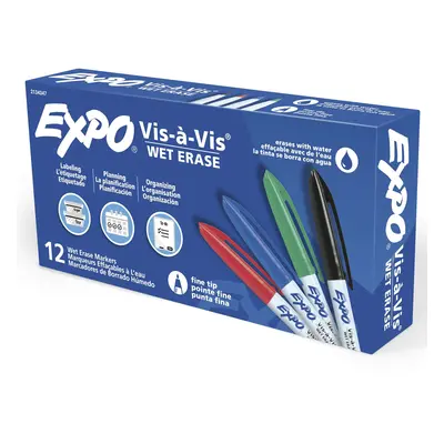 EXPO Vis-a-Vis Wet Erase Markers Fine Point Assorted Colors Count