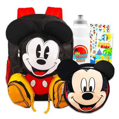 Mickey Mouse Disney Backpack and Lunch Box Set For Kids - 16"" Mickey Backpack With Zipper Pocke