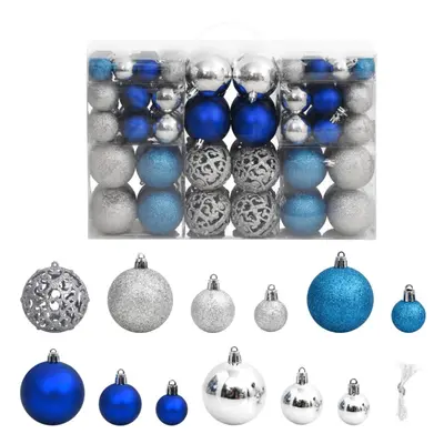 vidaXL Christmas Baubles pcs Blue and Silver 1.2"" / 1.6"" / 2.4""