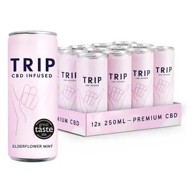 TRIP CBD Infused Fizzy Drinks (15 mg): Elderflower Mint (Pack of x ml) | Low Calorie, Vegan, Glu