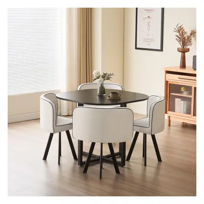 (Black, White) 90cm Square Dining Table Set with Chairs Various Colours