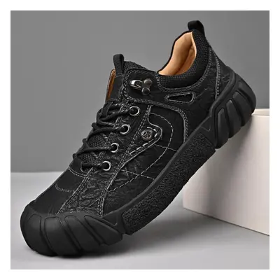 (black, 44) Men&apos;s Genuine Leather Outdoor Hiking Shoes