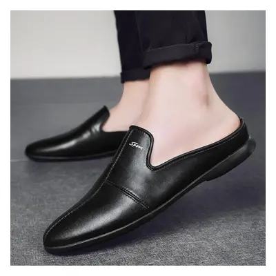 (black, 40) Men&apos;s Leather Slippers Sandals Loafers