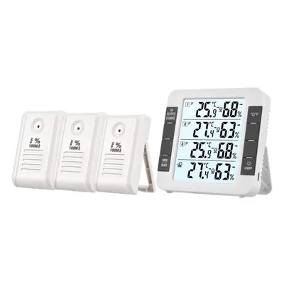 (white) Channel Digital Indoor Outdoor Thermohygrometer With Remote Sensor 328ft/ 100m Backlight