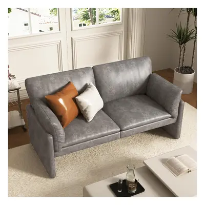 (Grey) YODOLLA172cm Leather Sofa Couch Seater Love Seat