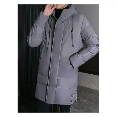 (grey, XXXXL) Winter Men&apos;s Long Parka Warm Jacket Lined Hooded Windbreaker Coat Thick Cotto