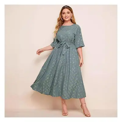 (as the picture, 2XL) Plus Size Summer Bronzing Maxi Dress Women&apos;s Long Dress Elegant Loose