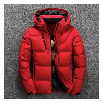 (red, 2XL) New Men&apos;s Winter Clothes Short Thickened Down Jacket Youth White Duck Down Warm 