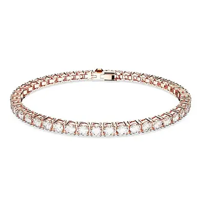 Swarovski Matrix Tennis Bracelet, White Round-Cut Crystals in a Rose-Gold Tone Plated Setting, f