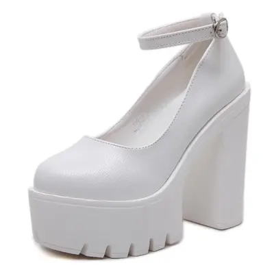 (white, 40) Plus Size New Spring Autumn Casual High-heeled Shoes Sexy Ruslana Korshunova Thick H