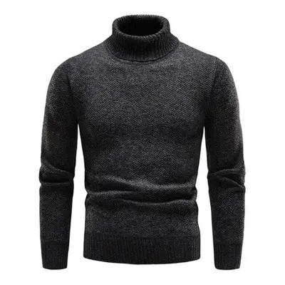 (black, M) Autum Winter Warm Turtleneck Sweater Men&apos;s Casual Rollneck Knitted Pullover Keep