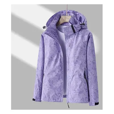 (purple, L) Jackets For Women Autumn Winter Plus Size Casual Waterproof Thin Lightweight Hooded 