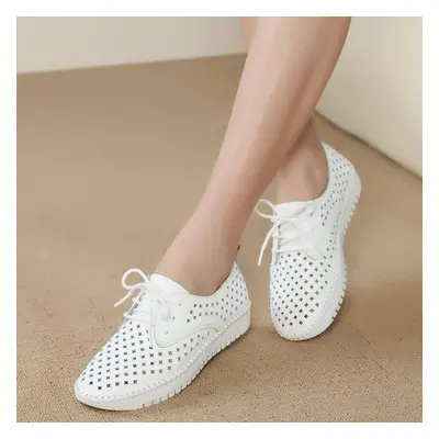 (white, 41) Summer Sneaker Women Platform Shoes Female Genuine Leather Walking Flat Sandals For 