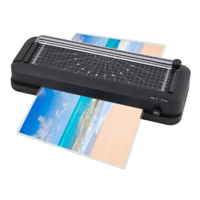 (black) Thermal Laminator Desktop A4 Laminator Machine With Laminating Punching Paper Cutting Fu