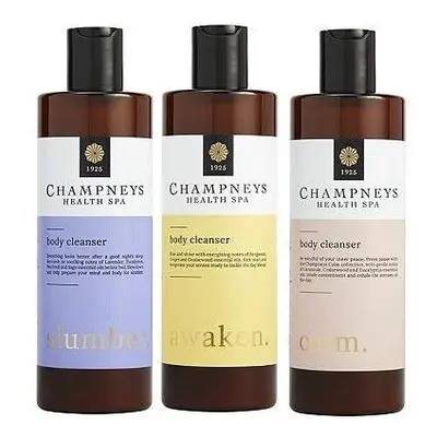 (Pack of 3) Champneys Awaken, Slumber & Calm Body Cleanser x 350ml Bergamont, Lavender, Patchoul