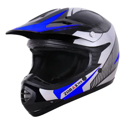 (Blue, M) Zorax X19 Helmet Junior Child Kids Motorbike Motocross MX Helmet Outdoor