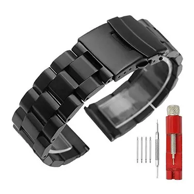 22mm Watch Band Stainless Steel Classic Watch Strap Solid Men Watch Metal Strap Black Watch Brac