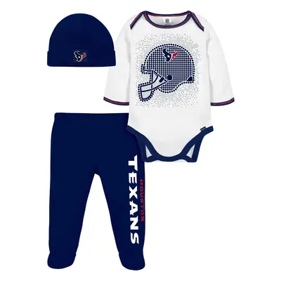 Gerber NFL Houston Texans Pack Bodysuit Footed Pant and Cap Registry Gift Set Blue/White Houston