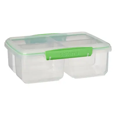 Sistema To Go Quad Split Food Storage Container, Clear with Coloured Clips, 1.7