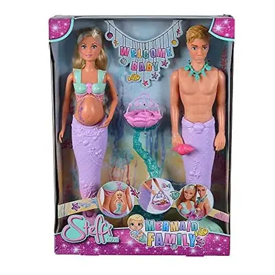 Simba Steffi Love Mermaid Family, doll as pregnant mermaid with Kevin as a merman, with baby bed