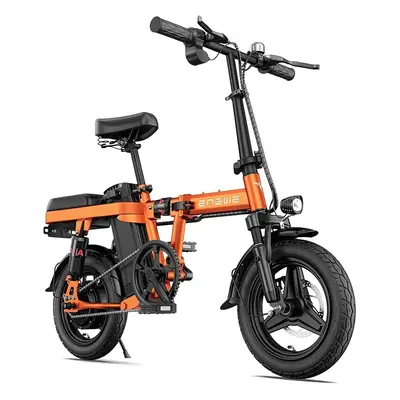 (Orange) ENGWE T14 Folding Electric Bike 14' Tires Portable E-bike, 48V 10Ah Removable Battery, 