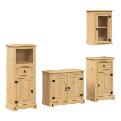 vidaXL Piece Bathroom Furniture Set Corona Solid Wood Pine bathroom cabinet