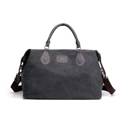 (Black) Canvas Travel Bag Outdoor Men Casual Fashion Handbag Large Capacity Multifunctional Bag