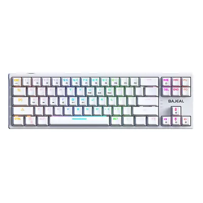 (White) Mechanical Gaming Keyboard Keys Hot-Swappable Blue Switch RGB Backlit Detachable Type-C 