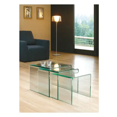 (Clear) Milan 12mm Tempered Bent Glass Nest of Tables