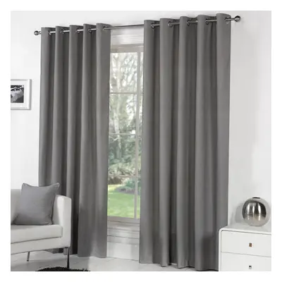 (Charcoal, x Inch) Fusion Sorbonne 100% Cotton Eyelet Lined Curtains