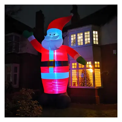 GIANT: 20ft (6m) Outdoor Inflatable Lit Christmas Santa with Raised Arm & LEDs