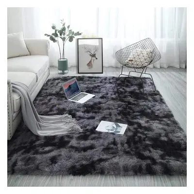 ((Black X cm)) Large Shaggy Fluffy Rugs Anti Slip Soft Carpet for Luxury Floor Area Bedroom Livi