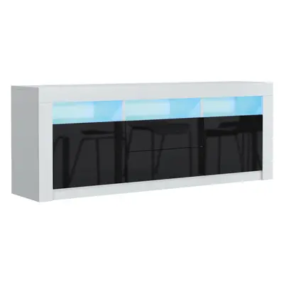 (White & Black) TV Unit 160cm LED Gloss Doors - Mex Furniture