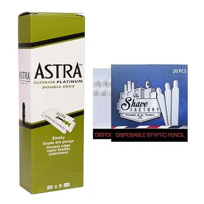 Ultimate Shaving Kit of Astra Superior Platinum Double Edge Razor Blades with Free The Shave Fac