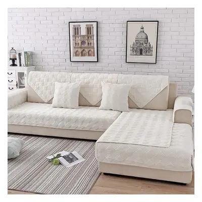 (beige, 90*240) Four Seasons Universal Short Plush Sofa Cushion New Thickened Non-slip Cover Clo