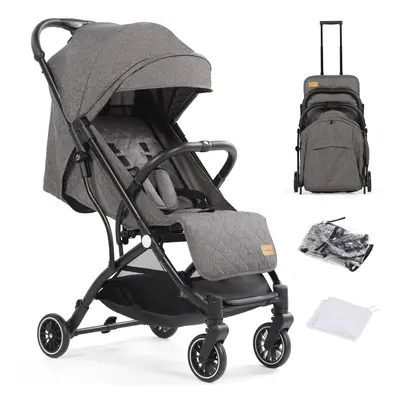 (Dark Grey) Lightweight Travel Stroller Compact Baby Pushchair with Adjustable Seat, Mosquito Ne