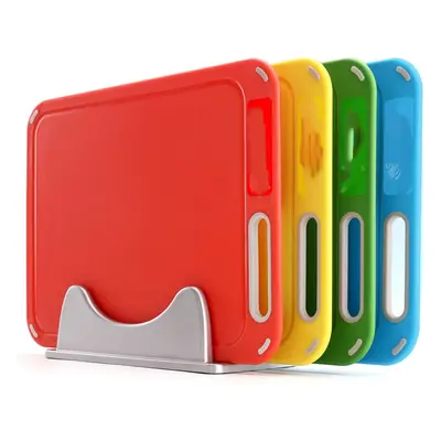 Plastic Chopping Boards with Storage Stand, BPA Free, Packs Prevents Cross Contamination of Diff