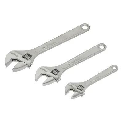 3 Piece Wrench Set - Three Adjustable Steel Wrenches - 150mm 200mm and 250mm