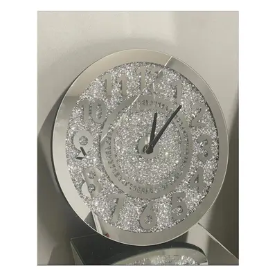 Silver Crystal Crushed Diamond Mirror Wall Clock cm Home Decoration