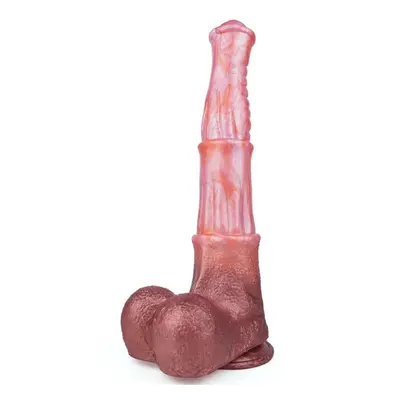 (as the picture, no squirt brown L) Faak Long Squirting Horse Dildo With Sucker Silicone Ejacula